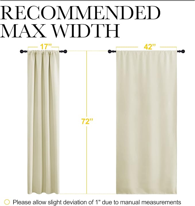NICETOWN Beige Blackout Curtains for Living Room - Triple Weave Home Decoration Thermal Insulated Solid Rod Pocket Blackout Drapes for Bedroom(Set of 2, 42 x 72 Inch)