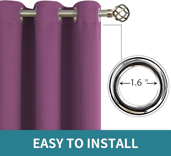 BGment Room Darkening Curtains 84 Inches Long - Grommet Thermal Insulated Drapes Window Treatment Curtains for Bedroom, 2 Panels, 42 x 84 Inch, Eggplant Purple