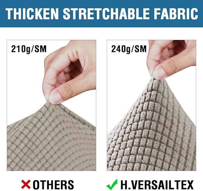 H.VERSAILTEX 3 Piece Stretch Sofa Covers for 2 Cushion Loveseat Couch - Thicker Jacquard Fabric (Medium Sofa, Taupe)