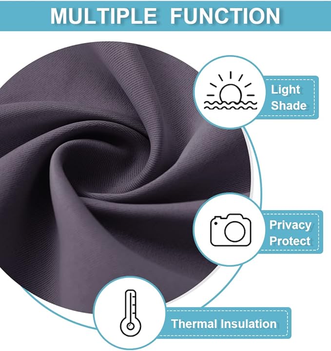 RYB HOME Blackout Curtains for Bedroom Living Room 72 inches Long, Thermal Insulated Privacy Rod Pocket Drapes for Nursery Office Home Theater, Width 42 by Length 72, Greyish Purple, 2 Panels
