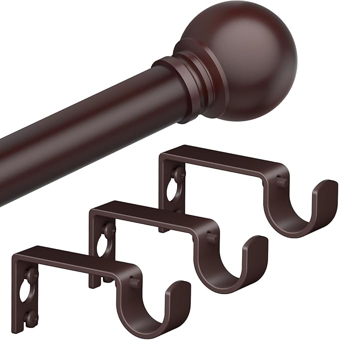 Bronze Curtain Rods for Windows with Brackets,5/8 Inch Diameter Small Curtain Rod Adjustable Set 32 to 90 Inches,Easy Install Drapery Rods