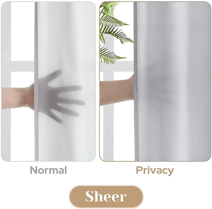 HOMEIDEAS Non-See-Through Light Grey Privacy Sheer Curtains, 52 X 84 Inches Long 2 Panels Sheer Curtains Light Filtering Window Drapes for Bedroom Living Room