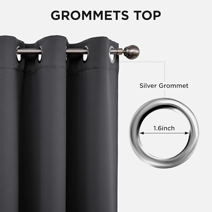 Joydeco Blackout Curtains 84 Inch Length 2 Panels Set, Thermal Insulated Long Drapes 2 Burg, Room Darkening Grommet Drapes for Living Room Bedroom Window