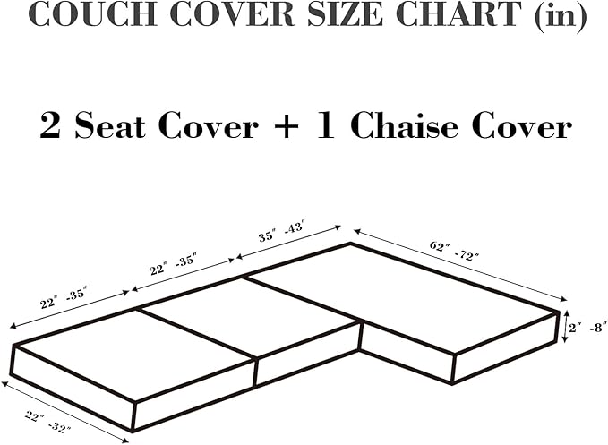 Sofa Covers Couch Covers for Sofa Pet Friendly Couch Cushion Covers Universal Sofa Covers Washable Stretch Slipcovers for Sectional Sofa (Texture Metal Gray, 2 Seats + Chaise Cover)