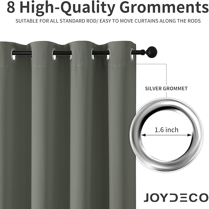 Joydeco Blackout Curtains 72 Inch Length 2 Panels Set, Thermal Insulated Long Curtains& Drapes 2 Burg, Room Darkening Grommet Drapes for Bedroom Living Room Window (Sage Green, W52 x L72 Inch)