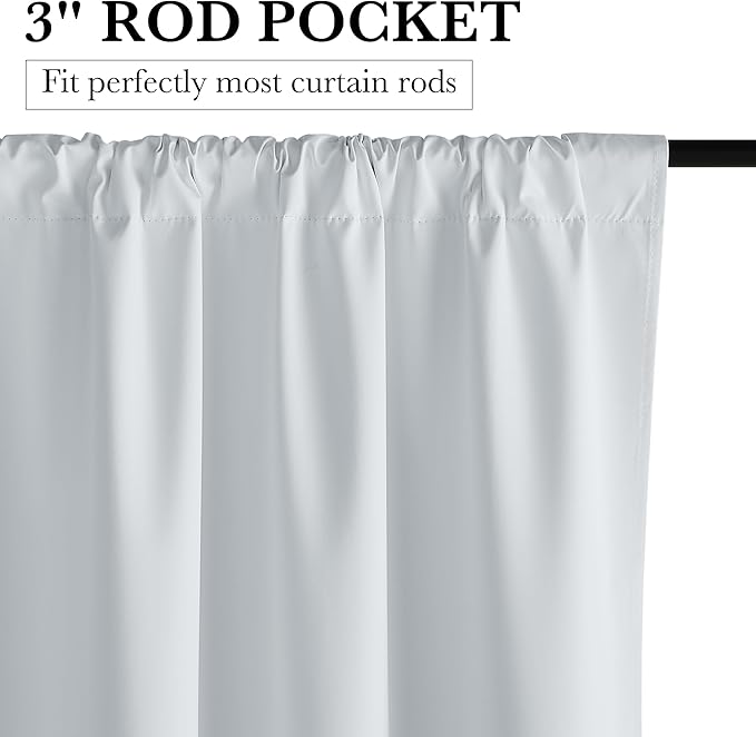 RYB HOME White 100% Blackout Curtains, Thermal Insulated Heat & UV Blocking Total Room Darkening Privacy Drapes for Bedroom Dining Living Room, Width 42 by Length 84, White, 2 Panels