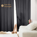 HOMEIDEAS Halloween Non-See-Through Black Privacy Sheer Curtains, 52 X 72 Inches Long 2 Panels Sheer Curtains Light Filtering Window Drapes for Bedroom Living Room