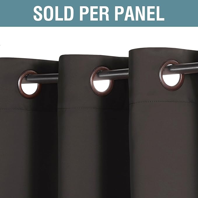 H.VERSAILTEX Blackout Curtain for Living Room Small Window Kitchen Blackout Curtains 45 inch Length Energy Saving Solid Grommet Blackout Drape, One Panel, Chocolate Brown, 52" W x 45" L