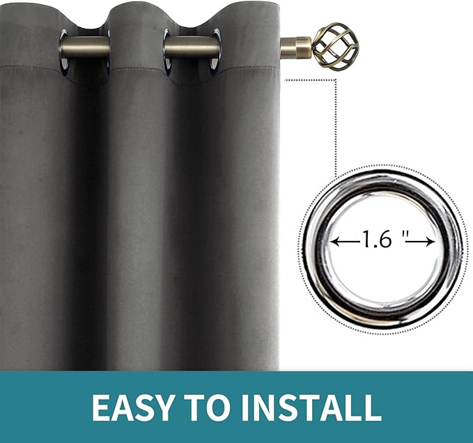 BGment Blackout Curtains for Bedroom - Grommet Thermal Insulated Room Darkening Curtains for Living Room, Set of 2 Panels (70 x 84 Inch, Dark Grey)