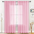 SpaceDresser Sheer Voile Window Treatment Rod Pocket Curtain Panels for Kitchen Bedroom Living Room Drapes Sunlight Filtering Privacy Semi Home Decor Assorted (Light Pink, 52 W x 108 L)