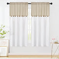 FRAMICS Farmhouse Cotton Linen Curtains for Living Room, Boho Button Curtains 63 inch Length, Rustic Country Linen Window Curtains for Bedroom, Rod Pocket Drapes, 52 x 63 Inch, Linen and White