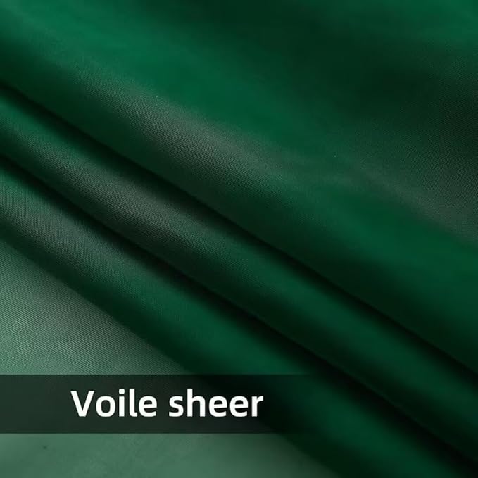 youleyar Solid Sheer Rod Pocket Curtain Voile Draperies 4 Panels White Beige Black Grey Ivory 52 Inch Width 54 Inch Long 1 Pair for Kitchen Bedroom Children Living Room Yard(Foliage Green,52 Wｘ54 L)
