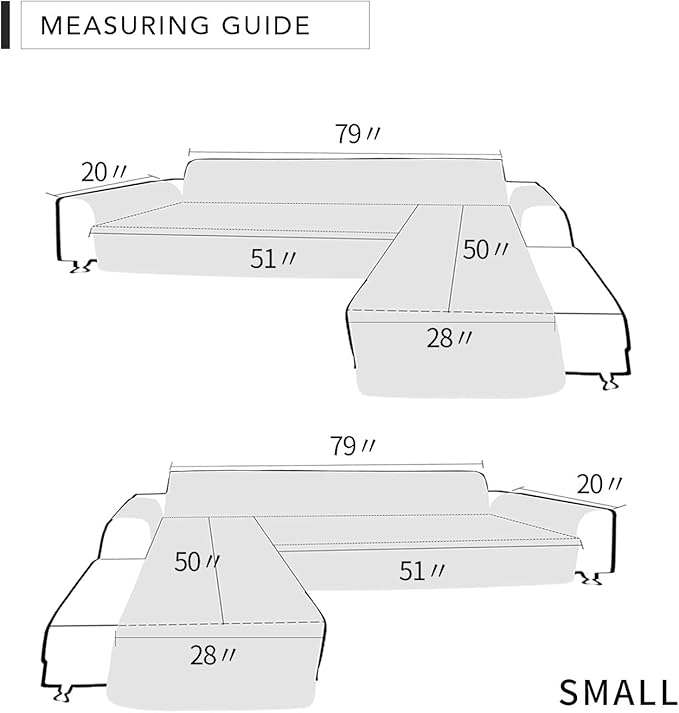 Easy-Going L Shape Sectional Couch Cover - Chaise Slip Cover Reversible Sofa Protector for Pets & Kids (Small, Gray/Gray)