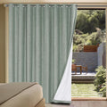 H.VERSAILTEX Linen Blackout Curtains Durable Thick Textured Linen Look 100% Blackout Patio Door Curtain Anti Rust Grommet Extra Wide Sliding Door Curtain Panel, W100 x L96 inch, Green Bay