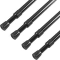 KXLife 4 Pack 5/8" Spring Tension Curtain Rod, Adjustable Tension Rods Black 18 to 30 Inch, RV Tension Bars, Tension Rod for Closet