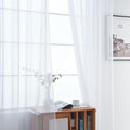SpaceDresser Basic Rod Pocket Sheer Voile Window Curtain Panels White 1 Pair 2 Panels 42 Width 84 Inch Long for Kitchen Bedroom Children Living Room Yard(White,42 W x 84 L)