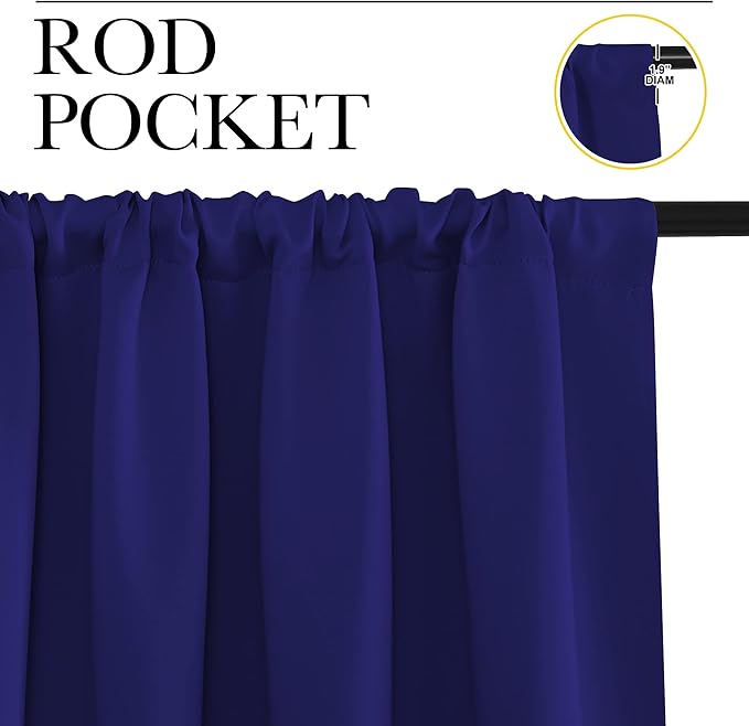 NICETOWN Blackout Curtains for Living Curtains, Navy Blue, 1 Pair, 34-inch W x 72-inch L, Home Decorations Thermal Insulated Solid Pole Top Blackout Drapes for Living Room