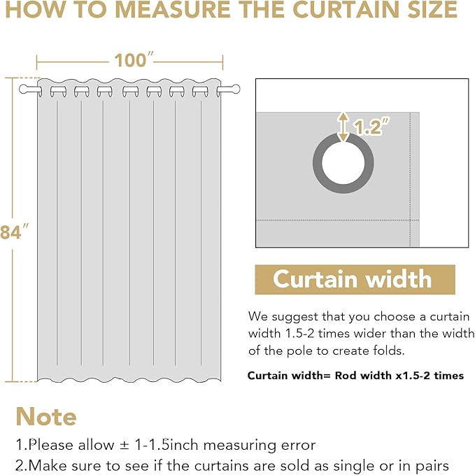 H.VERSAILTEX Patio White Curtains 100x84 Inches for Sliding Door Extral Wide Blackout Curtain Panels Thermal Insulated Room Divider - Grommet Top, 7' Tall by 8.5' Wide
