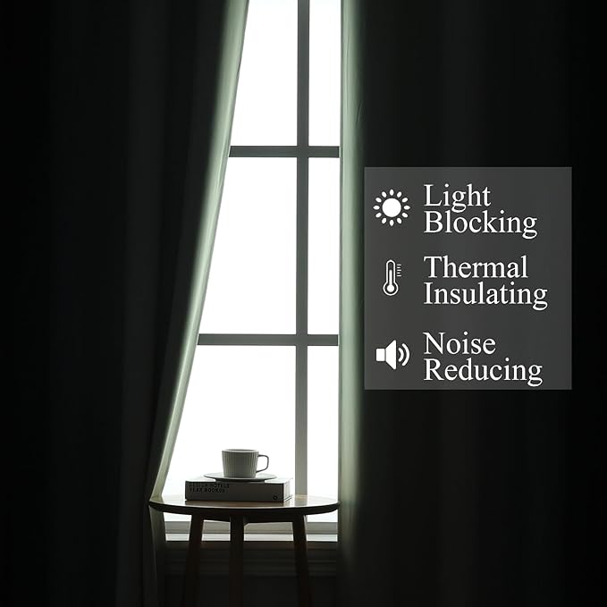 Estelar Textiler Navy Blue and Sage Green Blackout Curtains 54 Inches Long, Full Light Blocking Gradient Grommet Drapes for Kitchen, Thermal Insulated Ombre Curtains for Bedroom, 42Wx54L, 2 Panels