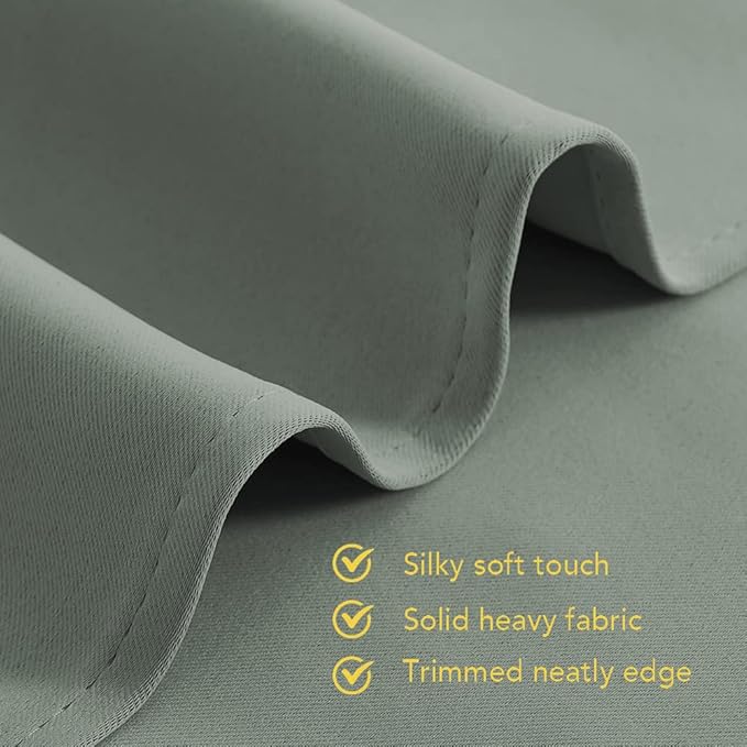NICETOWN Room Darkening Draperies Window Curtain Panels, Greyish Green, 2 Panels, W60 x L84 -inch, Thermal Insulated Grommet Room Darkening Curtains for Bedroom