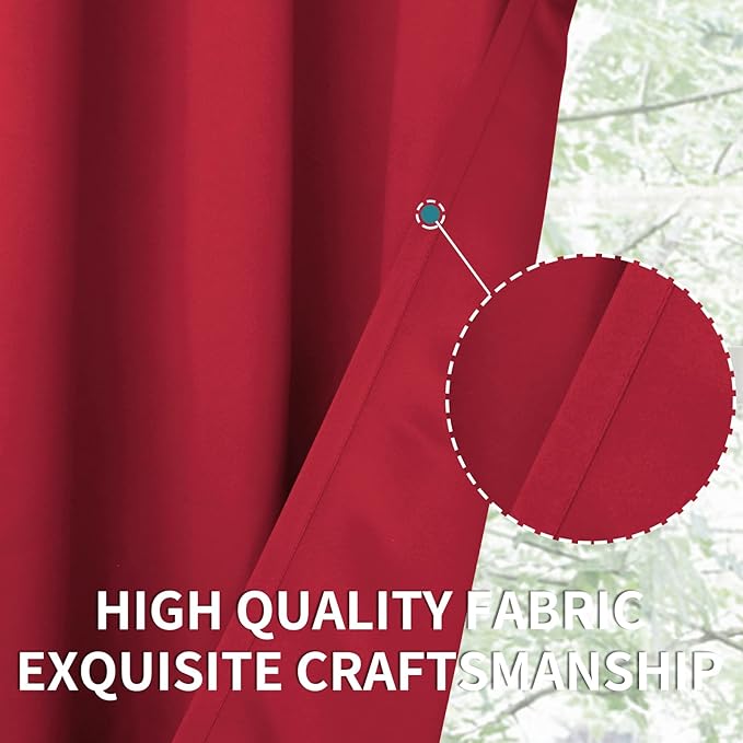 BGment Room Darkening Curtains 84 Inches Long - Grommet Thermal Insulated Drapes Window Treatment Curtains for Bedroom, 2 Panels, 42 x 84 Inch, Red
