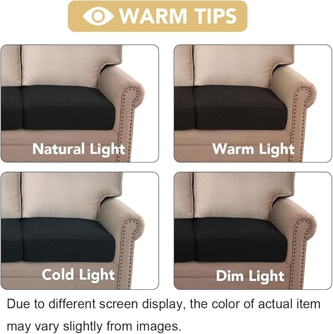 H.VERSAILTEX Stretch Couch Cushion Covers Individual Seat Sofa Chair Slipcovers Cushion Protector Cover Featuring Jacquard Textured Twill Fabric(1 Cushion Chair Cover, Black)