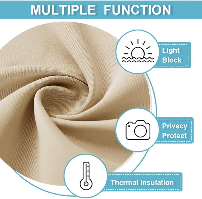 RYB HOME Cafe Curtains 24 inch Length, RV Curtains for Camper Windows, Mini Short Small Insulating Light UV Heat Blocking Privacy Half Window Tiers, Width 42 by Length 24, Biscotti Beige, 2 Panels