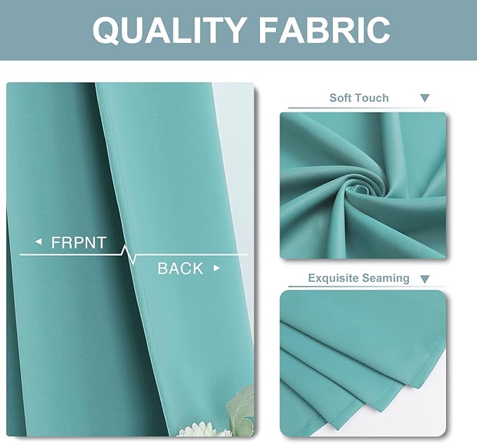 ChrisDowa Blackout Curtains 70 inches Wide for Bedroom - 2 Panels Set Extra Wide Grommet Thermal Insulated Room Darkening Curtains for Living Room (Aqua, 70 x 84 Inch)
