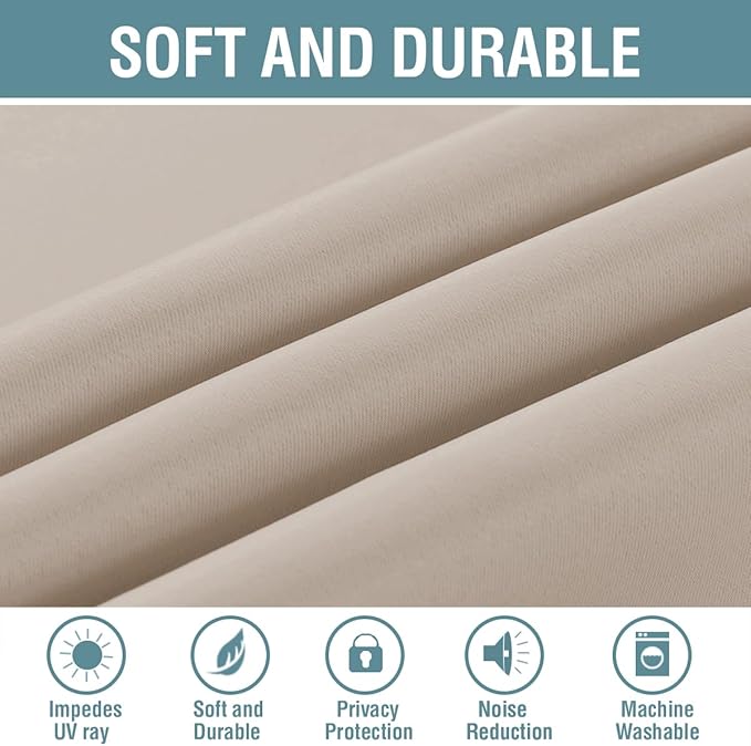H.VERSAILTEX Blackout Curtain for Living Room Thermal Insulated Window Treatment Curtain Extra Long 63 inch Length Energy Saving Solid Grommet Top Blackout Drape, One Panel, Fog, 52" W x 63" L