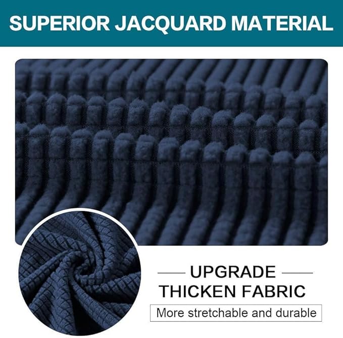 Turquoize 4 Piece Sofa Covers for 3 Cushion Couch Sofa Slipcover Soft Couch Cover for Dogs Washable Furniture Cover with 3 Individual Large Cushion Covers Feature Fabric (Large Sofa, Navy)