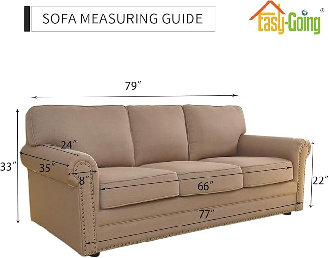 Easy-Going Stretch Sofa Slipcover 1-Piece Sofa Cover Furniture Protector Couch Soft with Elastic Bottom for Kids, Polyester Spandex Jacquard Fabric Small Checks (Sofa, Orange)