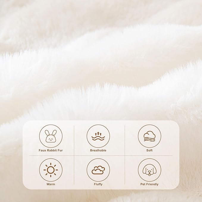 HANDONTIME White Sofa Covers Dog Couch Cover Rabbit Plush L Shaped Couch Covers Faux Fur Sofa Slipcovers for 3 Seat Cushion Couches Shaggy Couch Cover Blanket Washable Thick Soft, 71" X150"