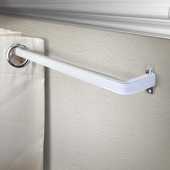 Blu-Pier Tech Heavy Duty Single Rod,Lock Seam Curtain Rod 28 to 48-Inch Adjustable Width, 2 1/2-Inch Projection，Hardware Included,White(Pack of 2)