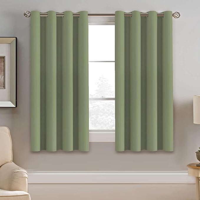 H.VERSAILTEX Blackout Curtains - Grommet Thermal Insulated Room Darkening Curtains for Bedroom and Living Room Energy Saving Solid Blackout Curtains, 1 Panel (52 x 54 Inch, Sage)