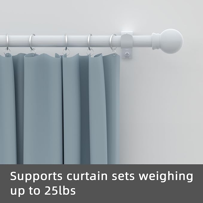 GXOACKJ Curtain Rods for windows 32-62 inch, 5/8 inch Decorative White Splicing Heavy Duty Metal Curtain Rod set with Brackets