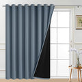 Yakamok Total Blackout Extra Wide Patio Sliding Door Curtains, Grommet Thermal Insulated Blind Curtains, Sliding Glass Door Panel for Living Room/Space Room Divider, Stone Blue, W100 x L84, 1 Panel
