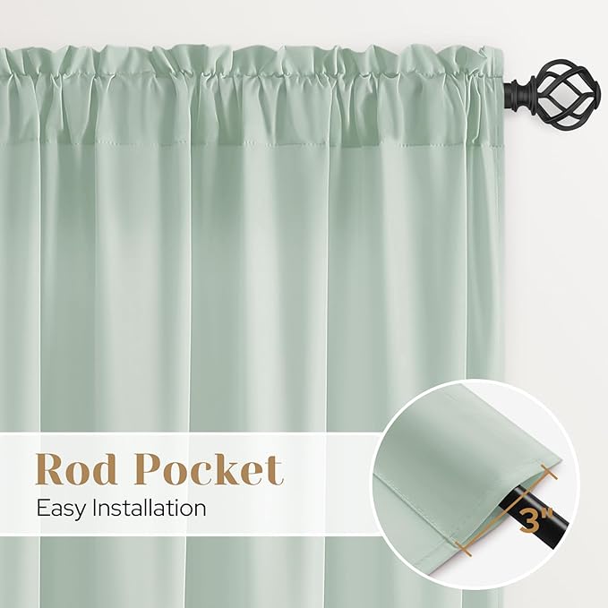 HOMEIDEAS Non-See-Through Sage Green Privacy Sheer Curtains, 30 X 36 Inches Long 2 Panels Sheer Curtains Light Filtering Window Drapes for Bedroom Living Room