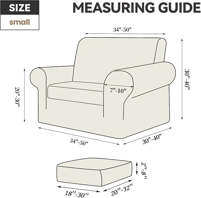 WEERRW Velvet Stretch Chair Sofa Slipcover - 2 Pieces Luxury Soft Velvet Plush Couch Cover Furniture Protector with Elastic Bottom for Pets, Machine Washable, Dark Gray, Small