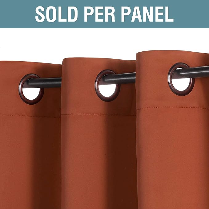 H.VERSAILTEX Blackout Curtain for Living Room Small Window Kitchen Blackout Curtains 45 inch Length Energy Saving Solid Grommet Blackout Drape, One Panel, Orange, 52" W x 45" L