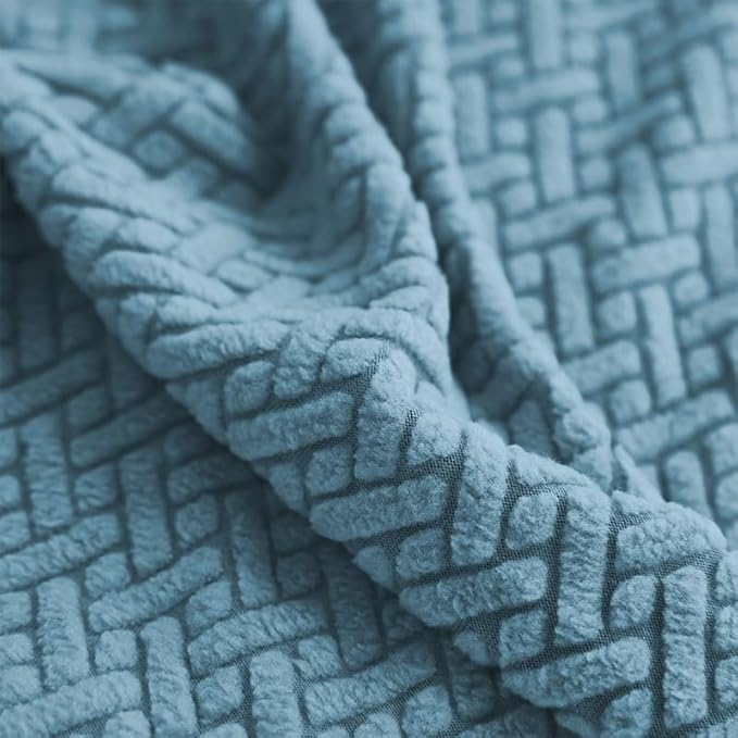 Couch Covers for 3 Cushion Sofa Pet Friendly Couch Cushion Covers Universal Sofa Covers Washable Stretch Slipcovers for Sectional Sofa (Texture Sea Blue,Large Triple Seat Cover)