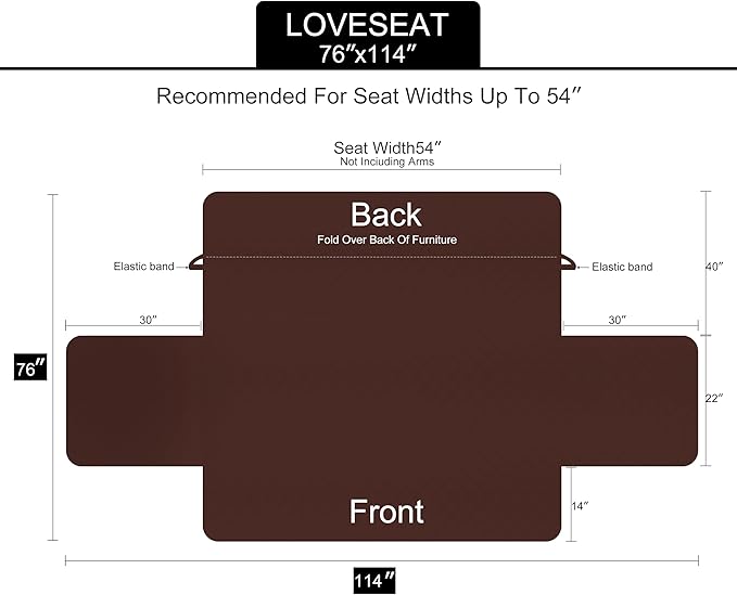 U-NICE HOME Loveseat Sofa Cover Reversible Couch Cover for Dogs with Elastic Straps Water Resistant Furniture Protector for Pets Couch Cover for 2 Cushion Couch (Loveseat, White/White)
