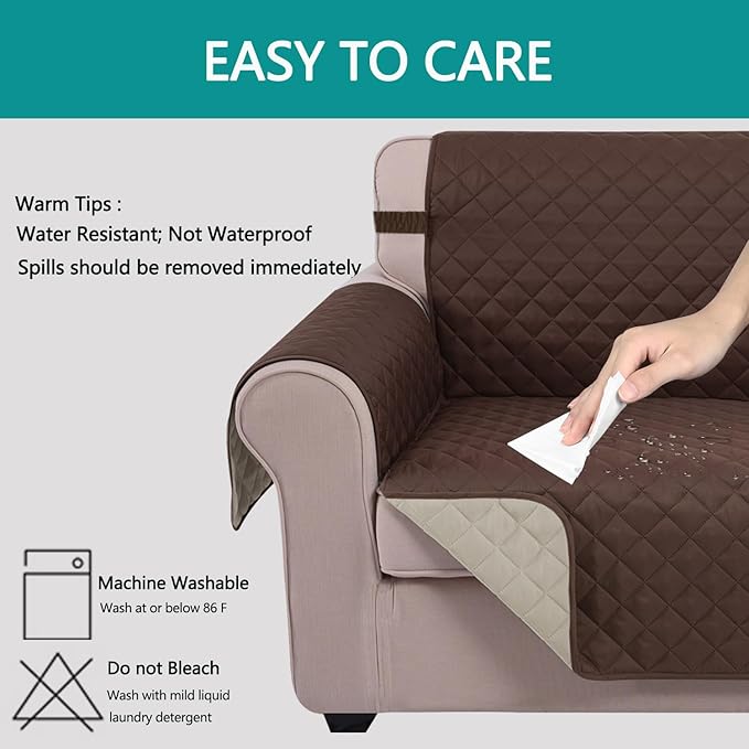U-NICE HOME Futon Sofa Covers Reversible Sofa Slipcover Armless Furniture Protector Couch Cover Water Resistant (Futon, Coffee/Beige)