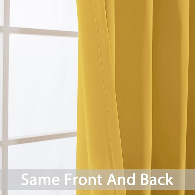 Yakamok Extra Wide Blackout Curtain for Sliding Glass Door, Grommet Thermal Insulated Room Divider Curtain 100W x 84L inch, Room Darkening Patio Curtain,8.3ft Wide x 7ft Tall, 1 Panel,Mustard Yellow