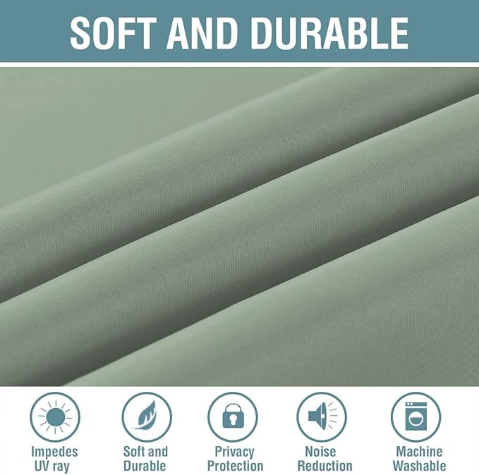 H.VERSAILTEX Blackout Curtain for Living Room Thermal Insulated Window Treatment Curtain Extra Long 63 inch Length Energy Saving Solid Grommet Top Blackout Drape, One Panel, Sea Grass, 52" W x 63" L