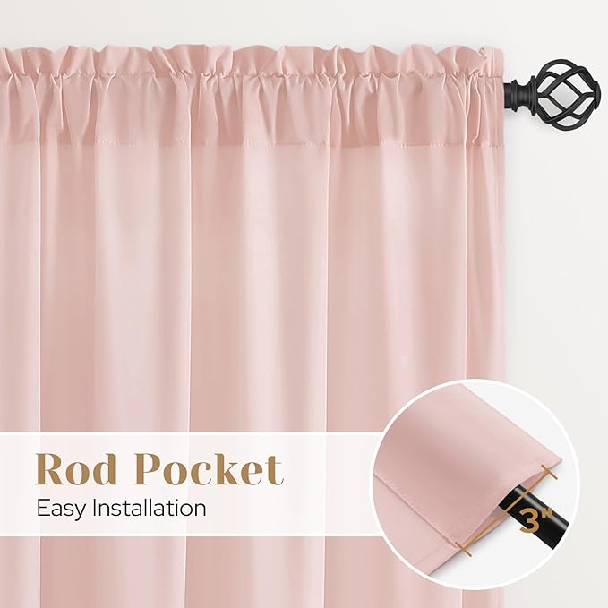 HOMEIDEAS Non-See-Through Blush Pink Privacy Sheer Kitchen Curtains, 30 X 24 Inches Long 2 Panels Short Sheer Curtains Light Filtering Bathroom Window Drapes for Bedroom Living Room