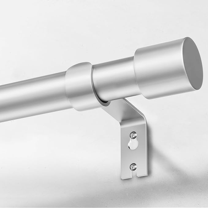 IFELS Heavy Duty Curtain Rods for Windows 72 to 144 Inch, 1 Inch Silver Curtain Rods for Outdoor, Farmhouse, Bedroom, Kitchen, Living Room, Adjustable Easy Install Drapery Rod (A2,Silver,30"-150")
