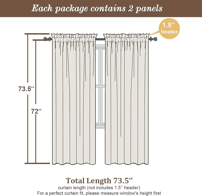 Chyhomenyc Sheer Curtains 72 Inch Length 2 Panels - Light Filtering Soft Airy Rod Pocket Voile Window Curtain Drapes for French Door Bedroom Living Room, 42Wx72L Inch, Light Yellow