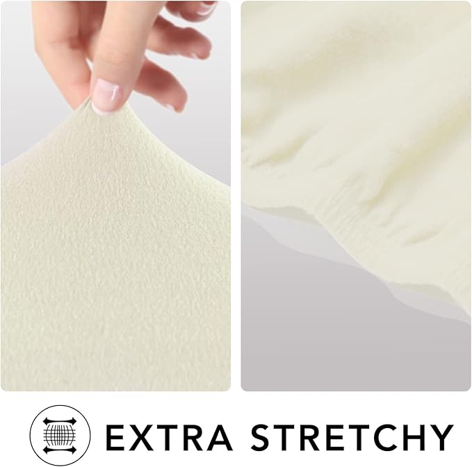PureFit Super Stretch Sofa Slipcover – Spandex Non Slip Soft Couch Sofa Cover, Washable Furniture Protector with Non Skid Foam and Elastic Bottom for Kids, Pets （Oversized Sofa, Ivory）