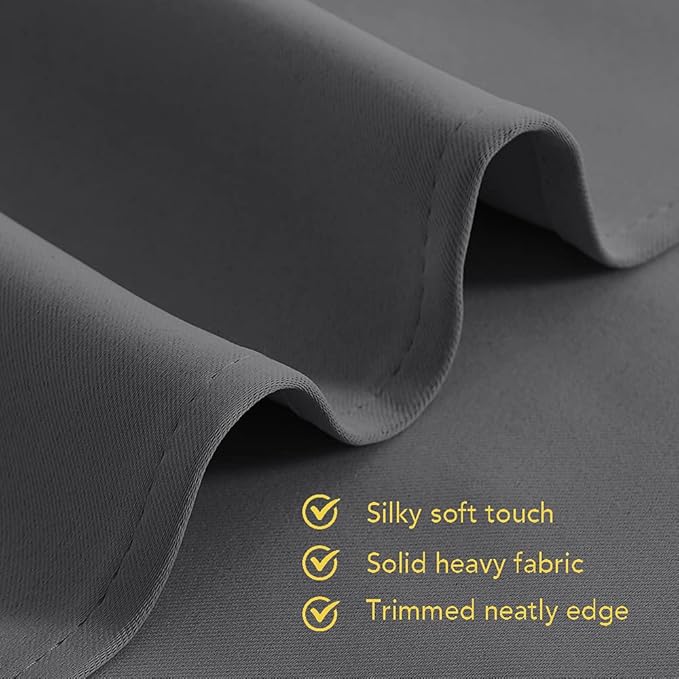 NICETOWN Blackout Curtains & Drapes for Bedroom, Grey, W34 x L40, Set of 2, Triple Weave Grommet Top Thermal Insulated Light Blocking Panels for Bathroom/Living Room