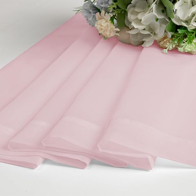 OVZME Blush Pink Sheer Curtains 45 Inches Long 2 Panels - Soft Light Filtering Window Sheer Panels for Living Room/Bedroom, Top Dual Rod Pocket, 1 Pair, Each 42Wx45L Inches